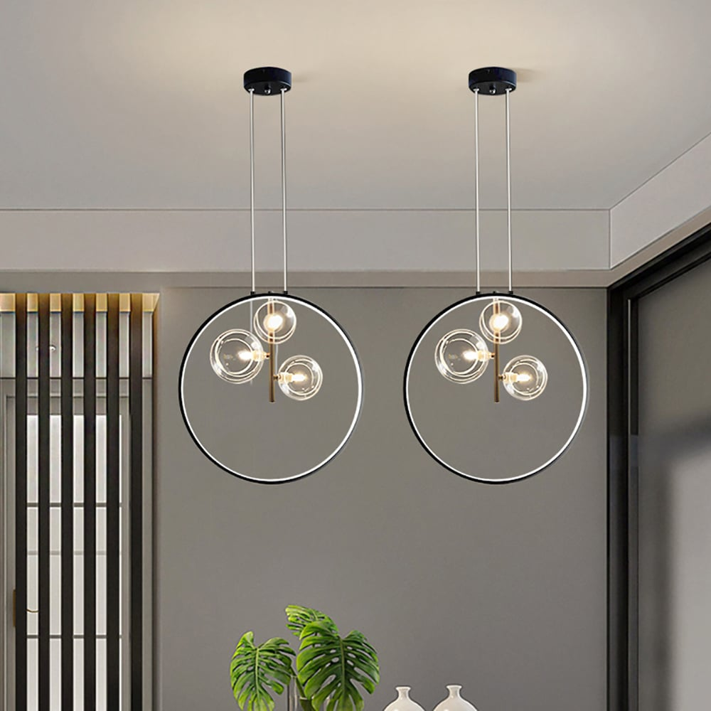 Simple Round Glass Pendant Lamp Black