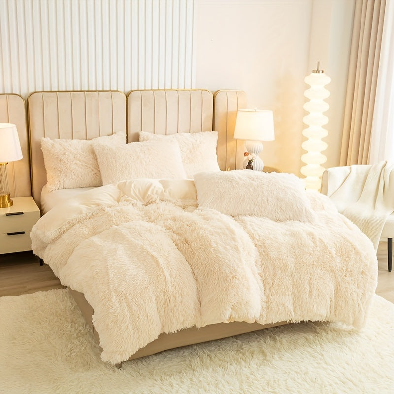Cozy Fesara Plush Duvet Cover Set with Zipper