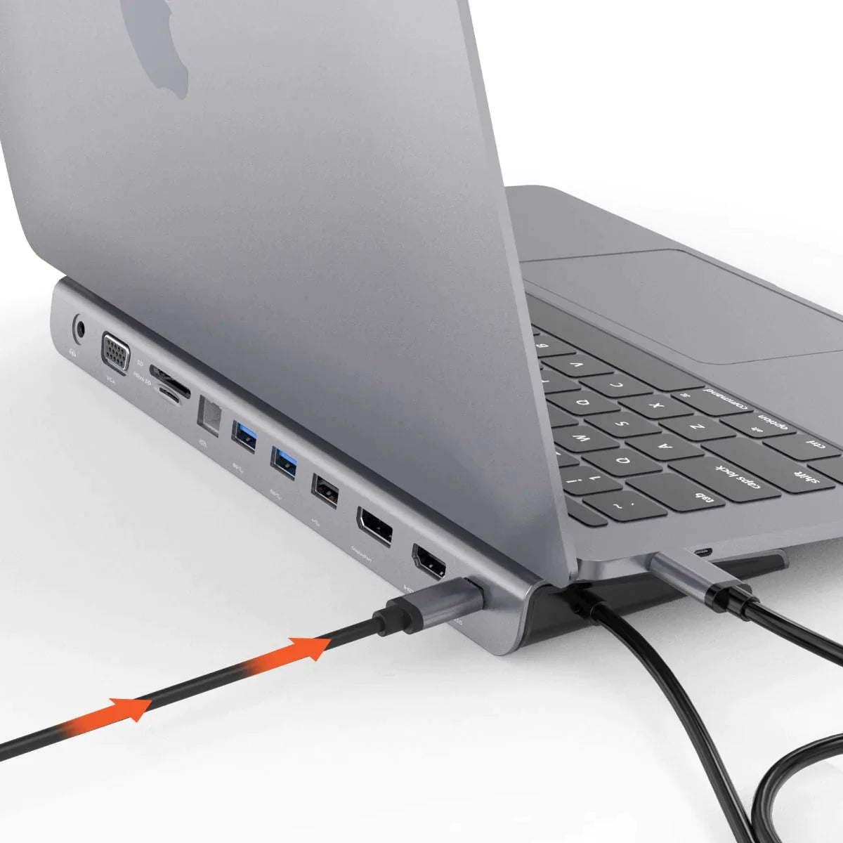 Compact USB-C Laptop Dock with HDMI and Ethernet Ports