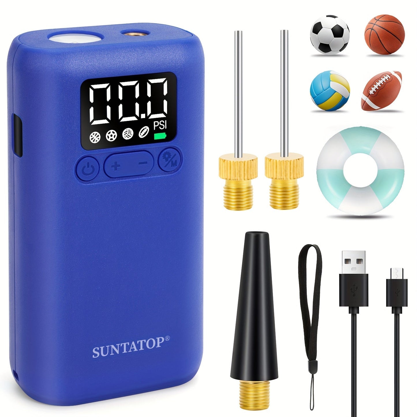 Automatic Electric Ball Pump with 20 PSI Capacity, LED Light for Footballs and Basketballs – Compact and Portable Inflator-2