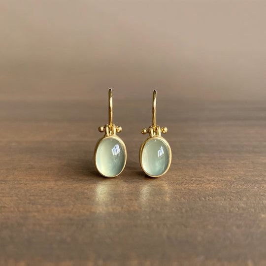 Classic Green Moonstone Drop Earrings - Fesara