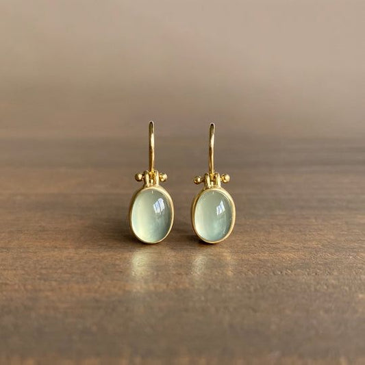 Classic Green Moonstone Drop Earrings - Fesara
