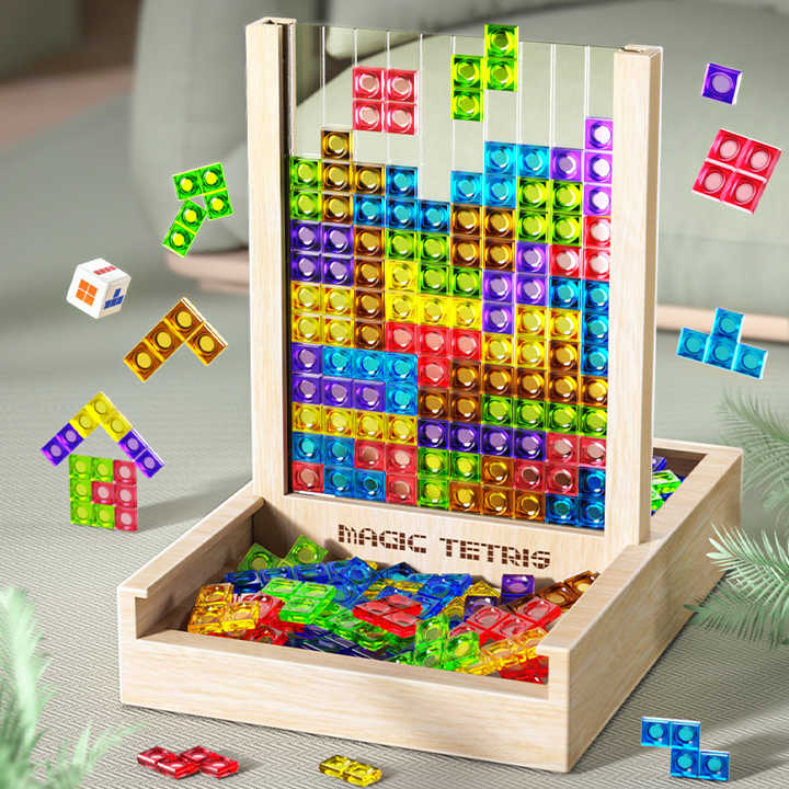 Eco Wooden Tetris Puzzle Game for Kids and Adults