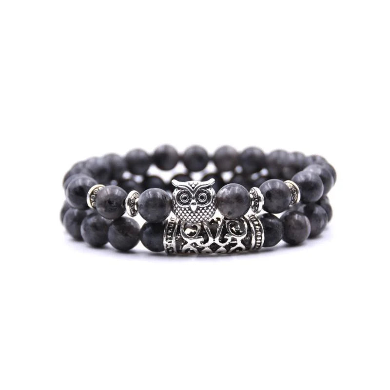 Boho Owl Beaded Stone Wristband
