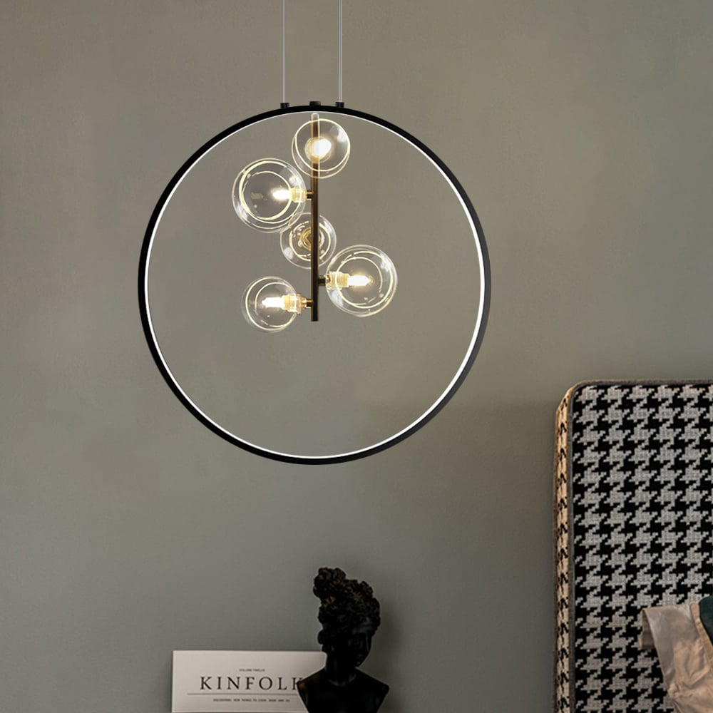 Simple Round Glass Pendant Lamp Black