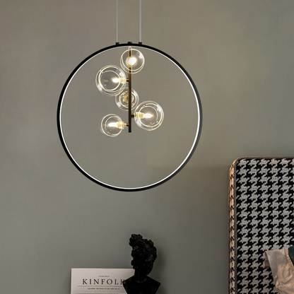 Simple Round Glass Pendant Lamp Black