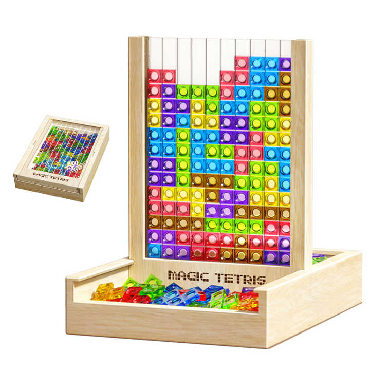 Eco Wooden Tetris Puzzle Game for Kids and Adults