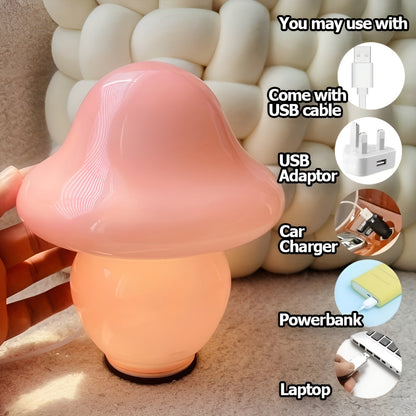 Beautiful Glass Mushroom Table Lamp
