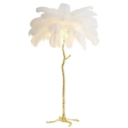 Tall Natural Feather Floor Lamp