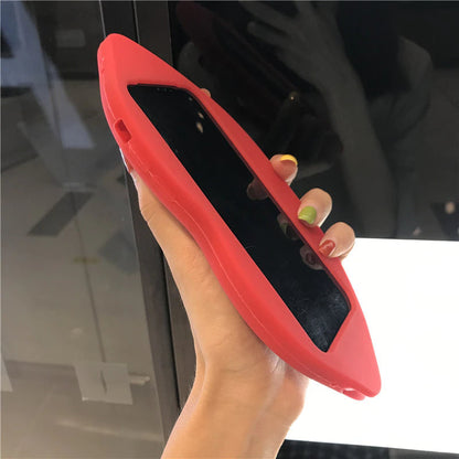 Fun Red Lips Silicone iPhone Phone Case