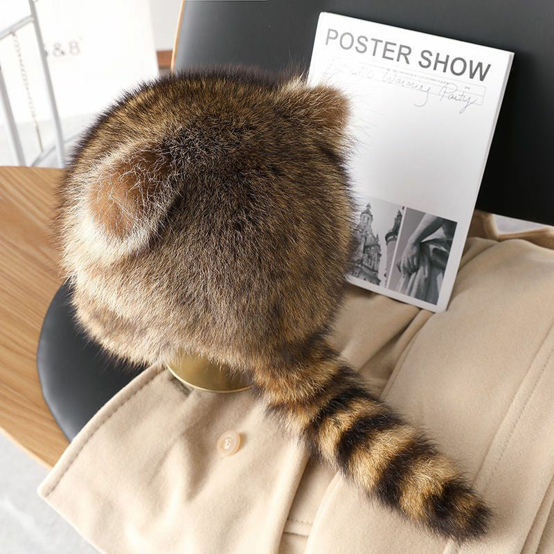 Adorable Faux Fur Raccoon Family Hat