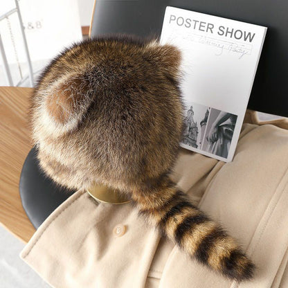 Adorable Faux Fur Raccoon Family Hat