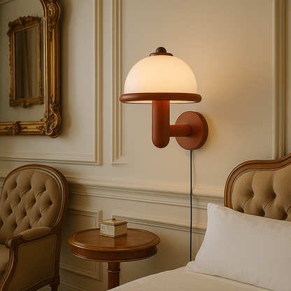 Rustic Wood Mushroom Table Lamp