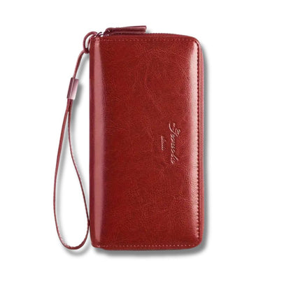 Stylish Leather Travel Clutch Wallet with Phone Pocket - Fesara