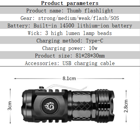 Compact Triple LED Mini Power Flashlight