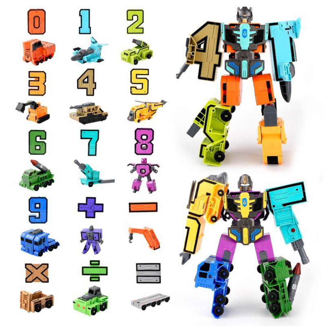 Portable Kids Number Car Toy Set