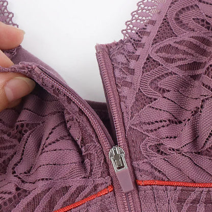 Simple Lace Bralette with Zip Front Closure