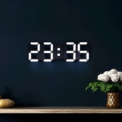 Stylish 3D LED Wall Clock – Large Digital Display