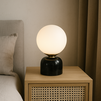 Simple Marble Desk Lamp with Glass Shade
