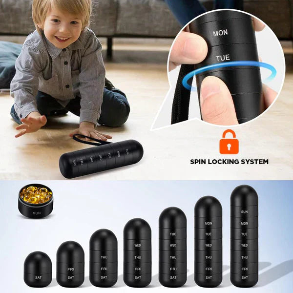 Waterproof Daily Pill Box with 7 Storage Compartments