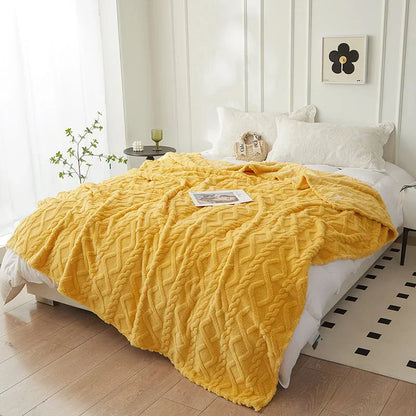 Plush Reversible Woolen Throw Blanket