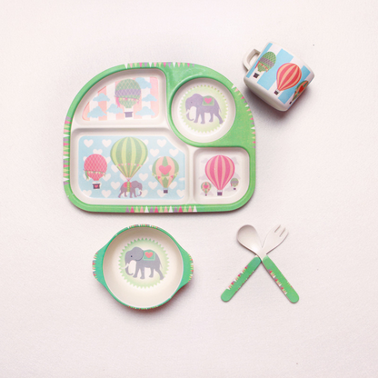 Cute Cloud Baby Dinner Set - Plate, Bowl, Cup & Utensils