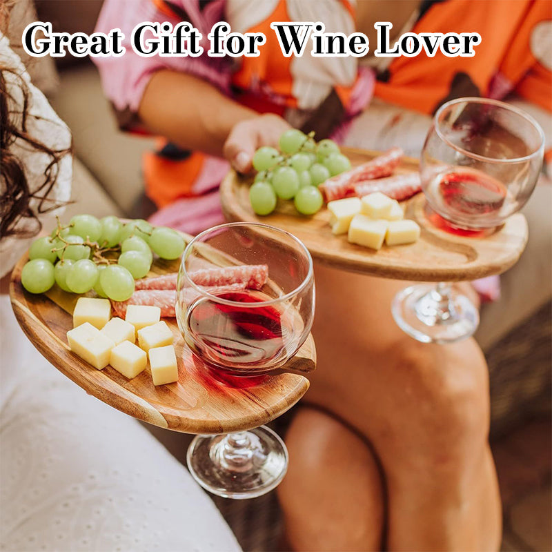 Stylish Snack Plate with Wine Glass Holder