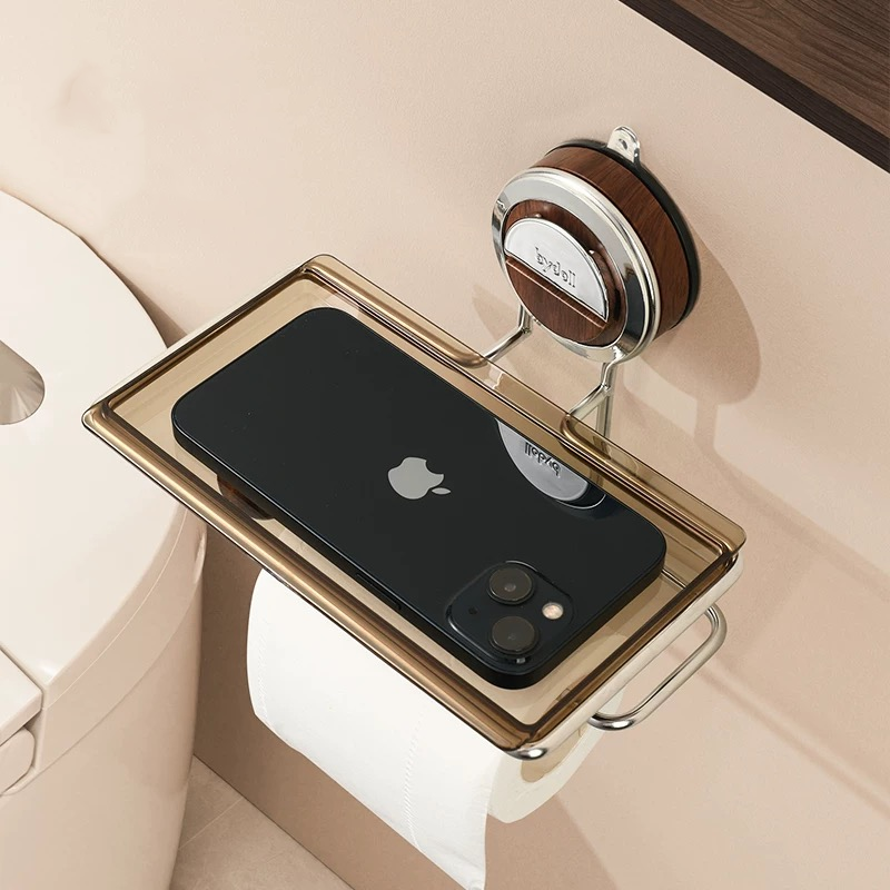 Easy Install Suction Toilet Paper Holder – Stainless Steel