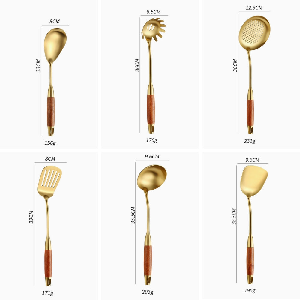 Premium Golden Cooking Utensil Set 6 Piece