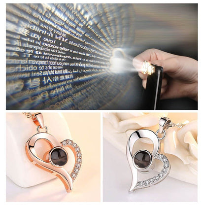 Romantic Heart Necklace with I Love You Message