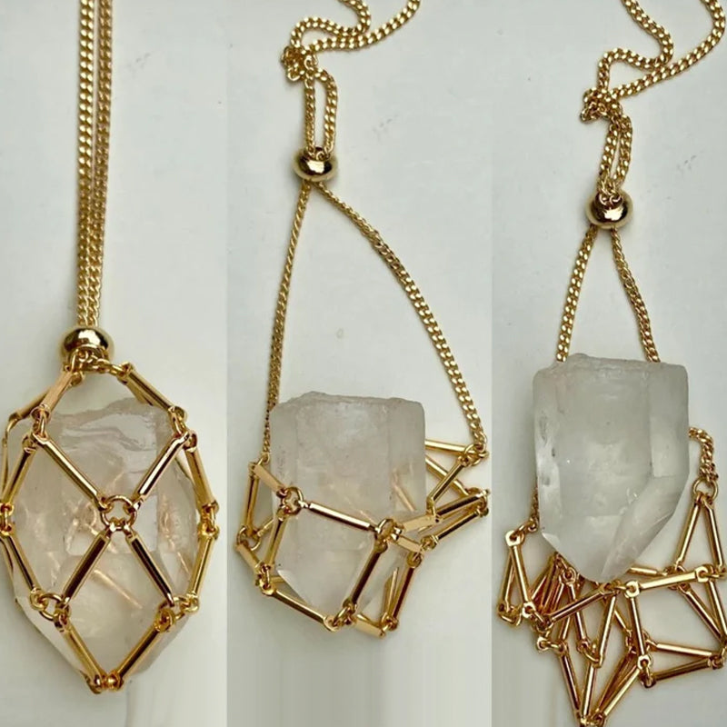 Sparkling Gemstone Crystal Pendant Necklace