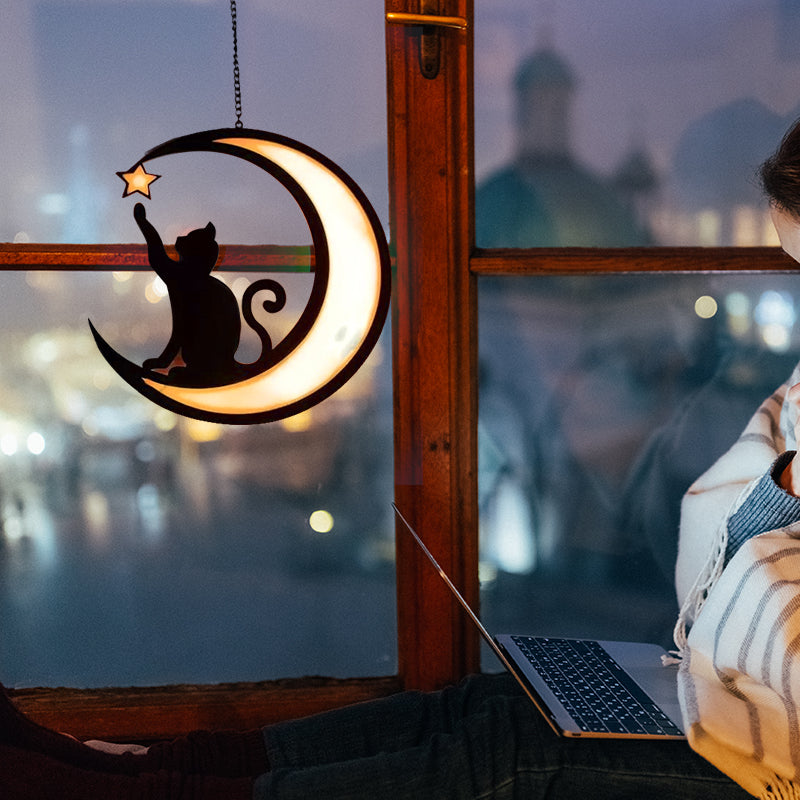Cute Moon Cat Acrylic Pendant Necklace