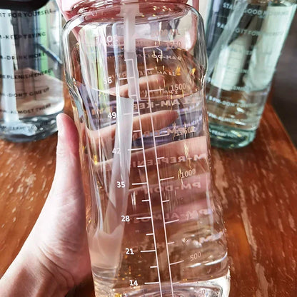 Insulated 2L Sports Water Bottle with Straw and Measurements