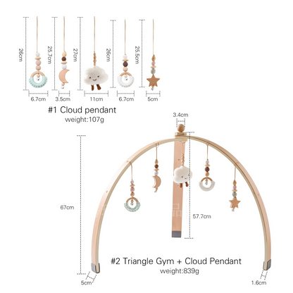 Wooden Baby Play Gym with Hanging Toy Set
