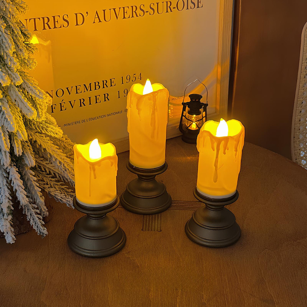 Warm LED Flameless Candles with Realistic Wax Effect
