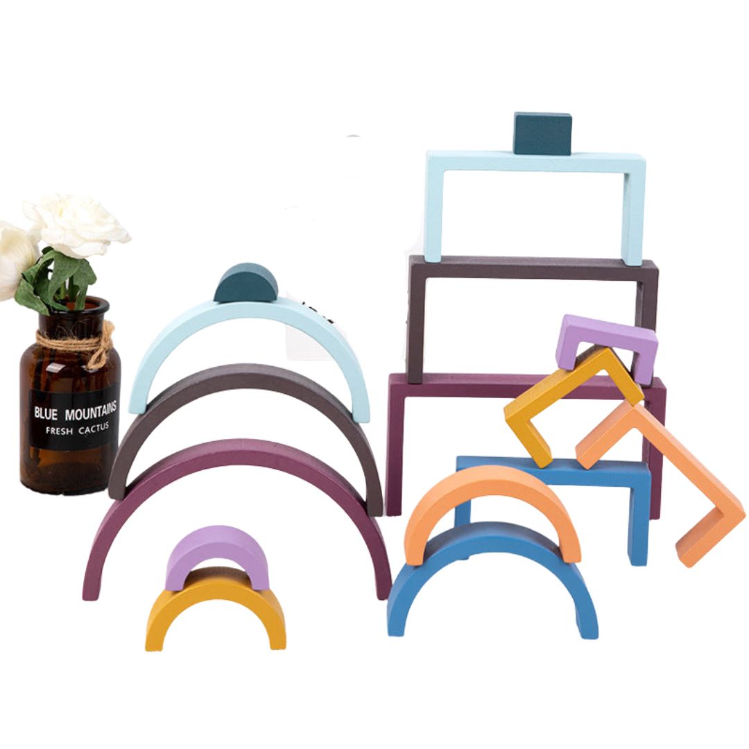 Colorful Kids Wooden Building Blocks Set