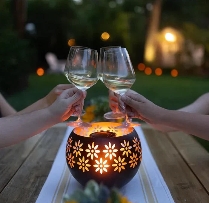 Colorful Floral Glass Table Lamp