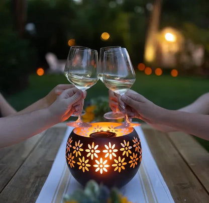Colorful Floral Glass Table Lamp