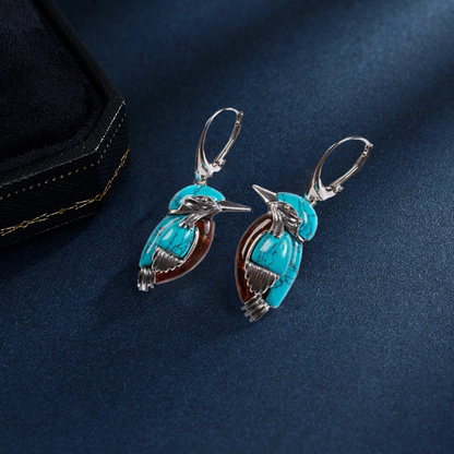 Unique Blue Bird Drop Earrings