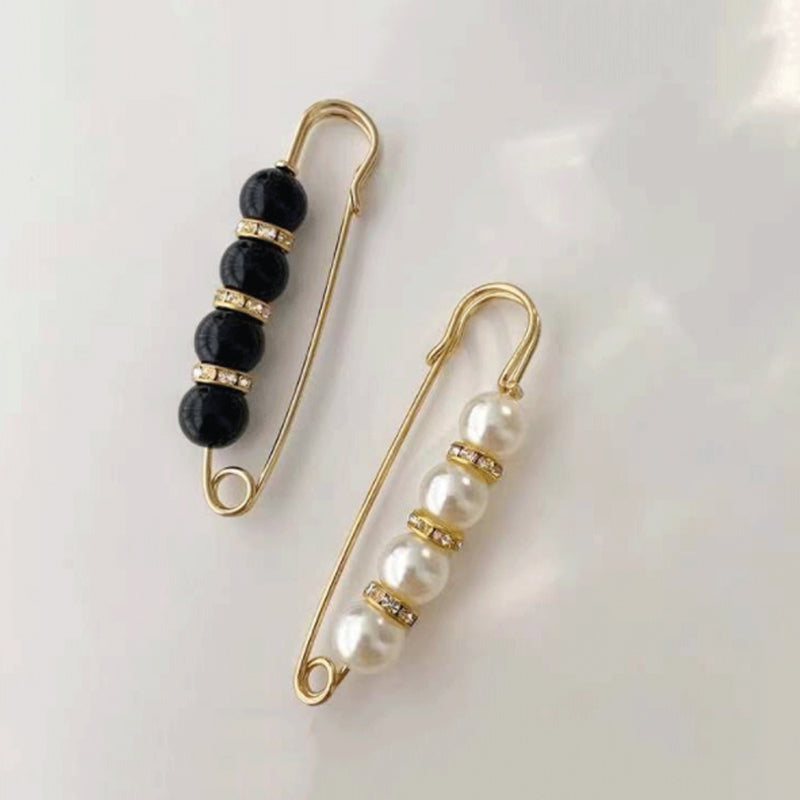 Luxury Pearl and Metal Pin Brooch