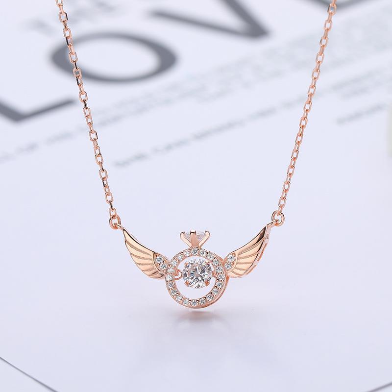 Sparkly Wing Crystal Pendant Necklace