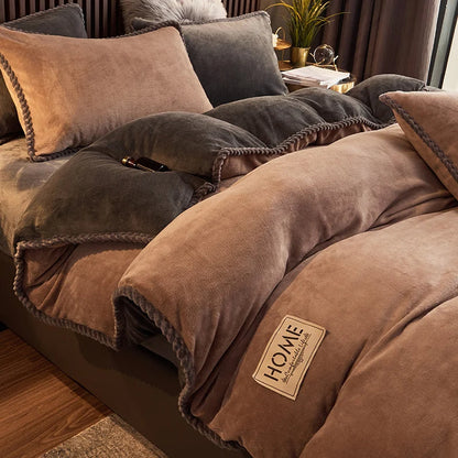 Soft Velvet Fleece Bedding Duvet Cover Set