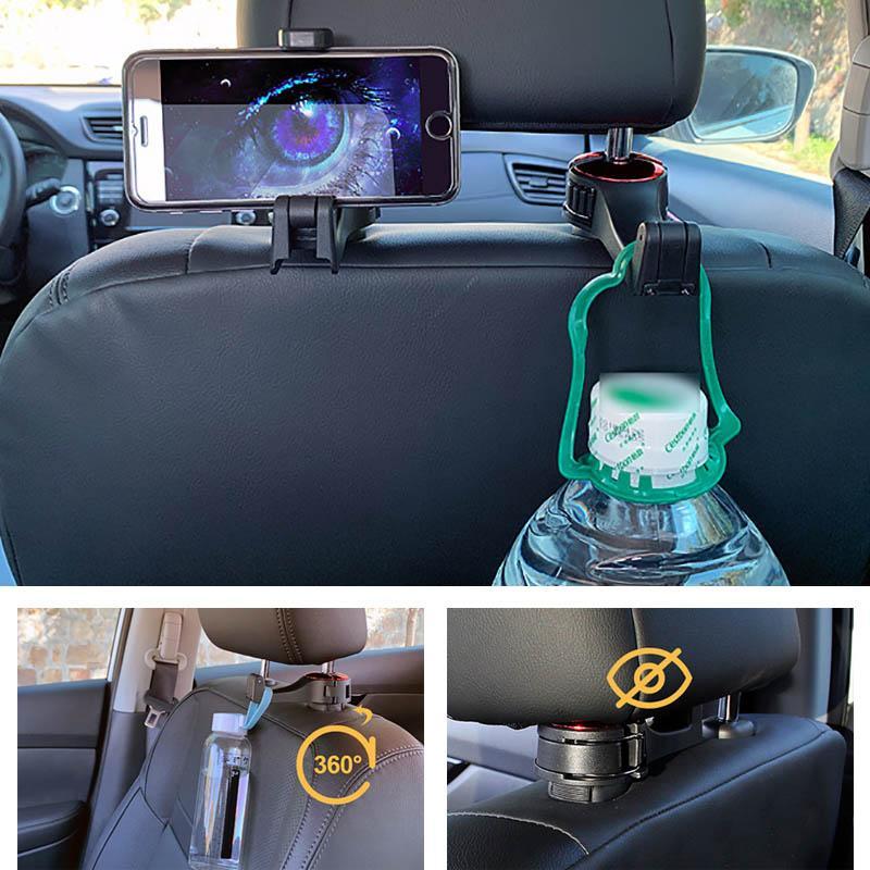 Universal Car Seat Hook with Phone Mount