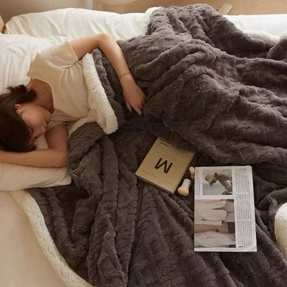 Plush Warm Wool Throw Blanket