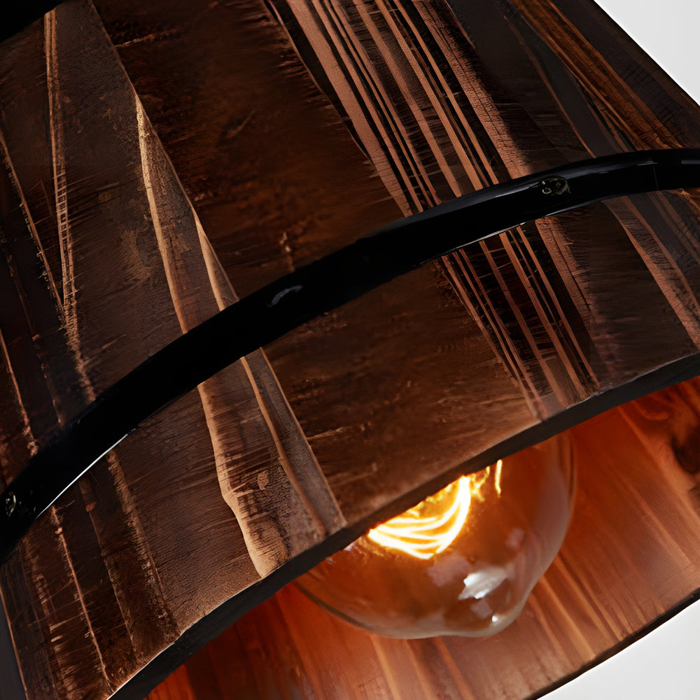 Rustic Wood Pendant Light for Home Bar Decor