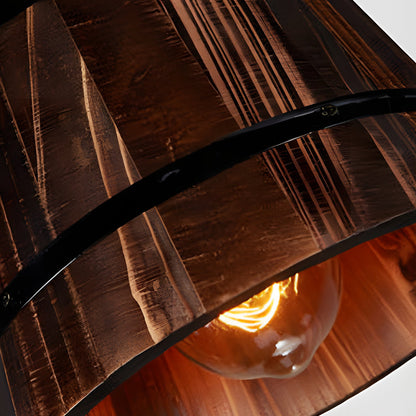 Rustic Wood Pendant Light for Home Bar Decor