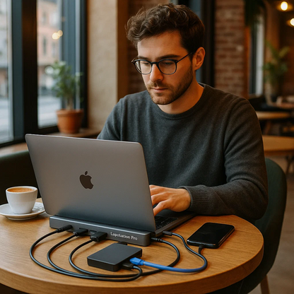 Compact USB-C Laptop Dock with HDMI and Ethernet Ports