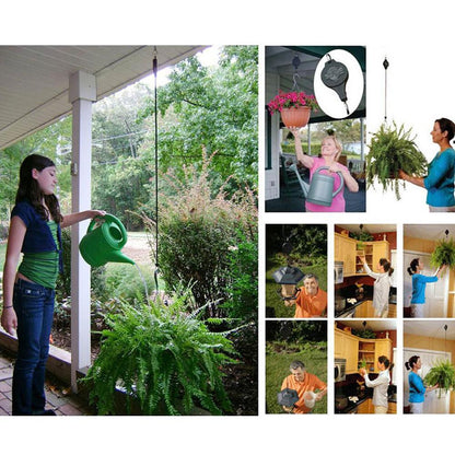 Easy Reach Plant Hanger and Bird Feeder Pulley System