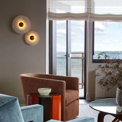 Round White Metal Wall Light