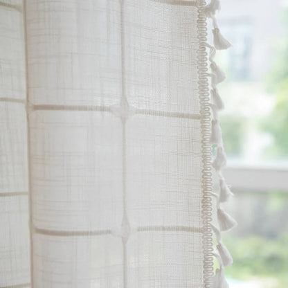 Colorful Stripe Shower Curtain with Tassels Waterproof Bath Decor